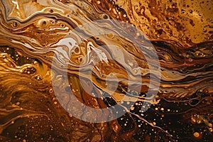 Marble abstract acrylic background. Marbling artwork texture. Agate ripple pattern. Gold powder. AI