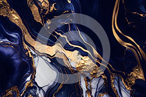 Marble abstract acrylic background. Marbling artwork texture. Agate ripple pattern. Gold powder. AI Generative