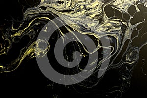 Marble abstract acrylic background. Nature black marbling artwork texture. Golden glitter. Surface, shine.