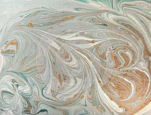 Marble abstract acrylic background. Nature green marbling artwork texture. Golden glitter.