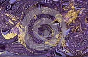 Marble abstract acrylic background. Violet marbling artwork texture. Marbled ripple pattern.