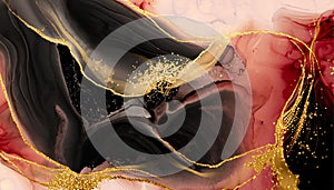 Marble abstract acrylic, Liquid gold and black abstract background.