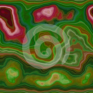 Marble agate stony seamless pattern background - malachite green, red, khaki color with smooth surface