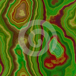 Marble agate stony seamless pattern background vibrant green and red color surface