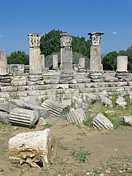 Marble ancient columns in Lagina Ancient City