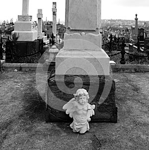 Marble Angel Statue in Old Cemetery