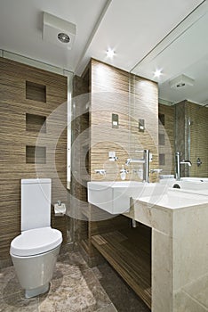 Marble bathroom with mosaic tiles