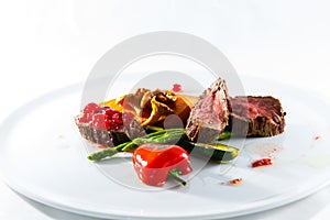 marble beef stake vegetables