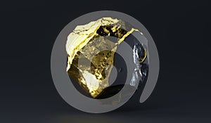 Marble black and gold stome. 3D Rendering. Abstract minimalistic rock object for web site header or banner photo