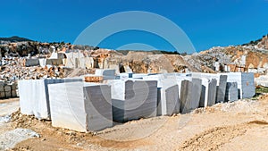 Marble blocks extracted from a quarry in Marmara island, Balikesir, Turkey photo