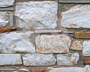 Marble and brick wall closeup