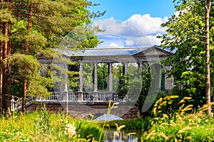 Marble bridge or Siberian Marble Gallery  in Catherine Park in Pushkin Tsarskoye Selo, Russia