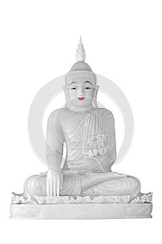 Marble buddha statue isolated on white background
