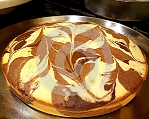 Marble cake fresh out of oven