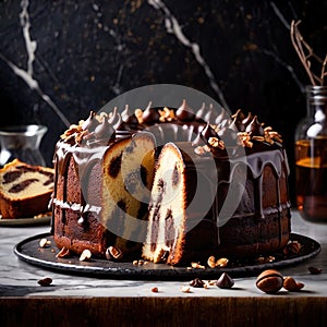 Marble Cake , traditional popular sweet dessert cake