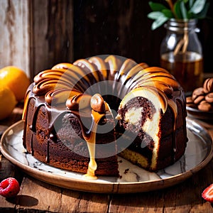 Marble Cake , traditional popular sweet dessert cake