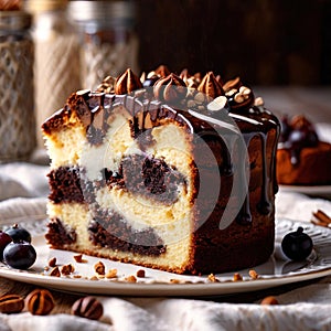 Marble Cake , traditional popular sweet dessert cake