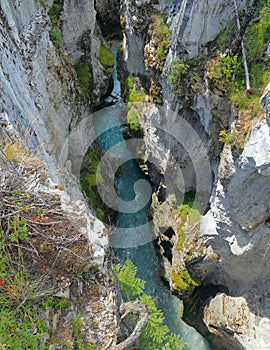 Marble Canyon, Kootenay National Park, Tokumm Creek cut a Deep Slot Canyon into the Limestone, British Columbia, Canada