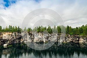 Marble canyon in Ruskeala Nature Reserve in Republic of Karelia