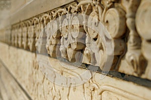 Marble carvings on mosque Taj Mahal, Agra, India