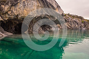 The marble cathedral chapel, Capillas De Marmol, along Carretera Austral, lake General Carrera, Puerto Tranquilo, Chile