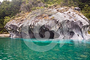 The marble cathedral chapel, Capillas De Marmol, along Carretera Austral, lake General Carrera, Puerto Tranquilo, Chile