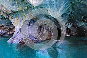 The marble cathedral chapel, Capillas De Marmol, Puerto Tranquilo, Chile photo