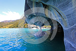 The marble cathedral chapel, Capillas De Marmol, Puerto Tranquilo, Chile photo