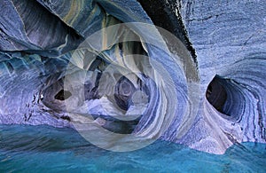 The marble cathedral chapel, Capillas De Marmol, Puerto Tranquilo, Chile photo