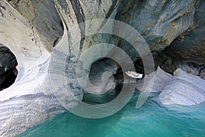 The marble cathedral chapel, Capillas De Marmol, Puerto Tranquilo, Chile photo