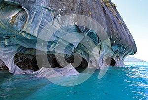 The marble cathedral chapel, Capillas De Marmol, Puerto Tranquilo, Chile photo