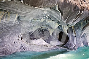 The Marble Cathedral at the General Carrera Lake, Patagonia, Chile photo