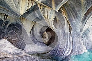 The Marble Cathedral at the General Carrera Lake, Patagonia, Chile photo