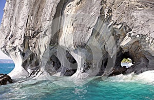 The Marble Cathedral at the General Carrera Lake, Patagonia, Chile photo