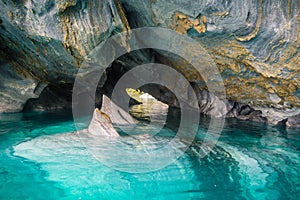 Marble caves Capillas del Marmol. General Carrera lake also called Lago Buenos Aires. North of Patagonia. Chile