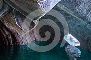 Marble caves Capillas del Marmol. General Carrera lake also called Lago Buenos Aires. North of Patagonia. Chile photo