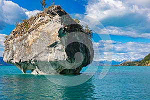 Marble caves Capillas del Marmol, General Carrera lake, landscape of Lago Buenos Aires, Patagonia, Chile photo