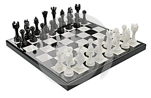 Marble Chess Set isolated on white background - 3D rendering