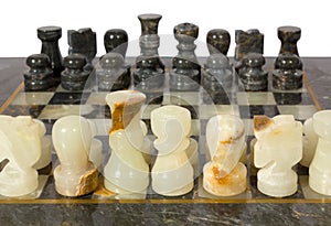 Marble Chessmen on a Chessboard
