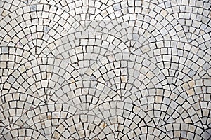 Marble cobblestone pavement with curvature