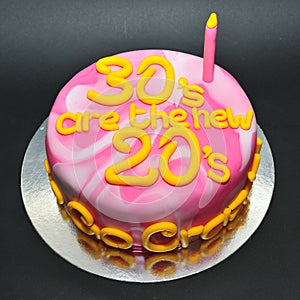 Marble colored cake for celebrating the 30th birthday
