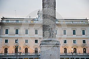 Marble Column of Marcus Aurelius in Piazza Colonna square in Rome