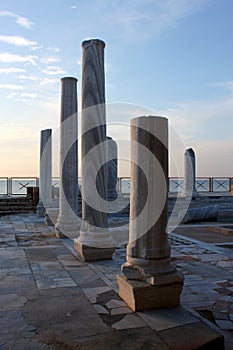 Marble columns at Caesarea in Israel