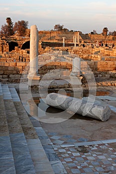 Marble columns at Caesarea in Israel