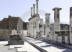 Marble Columns at Pompeii Italy