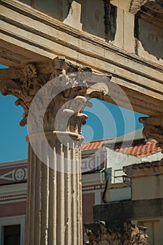 Marble columns on Roman Forum building in Merida