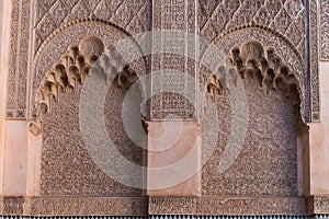 The marble craft of building at Medersa Ben Youssef in Marakesh