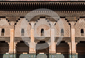 The marble craft of building at Medersa Ben Youssef in Marakesh