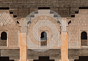 The marble craft of building at Medersa Ben Youssef in Marakesh