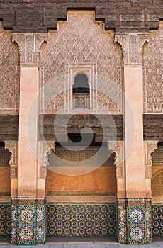 The marble craft of building at Medersa Ben Youssef in Marakesh